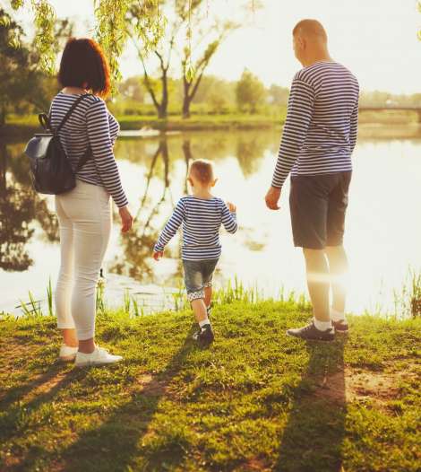 happy family in summer park
