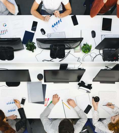 Young team working on computers at modern office